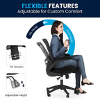 Sedia da ufficio ergonomica girevole in rete a schienale medio con braccioli ribaltabili