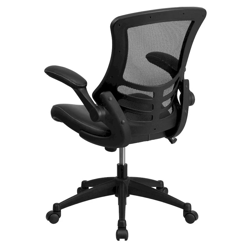 Sedia da ufficio ergonomica girevole in rete a schienale medio con braccioli ribaltabili