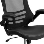 Sedia da ufficio ergonomica girevole in rete a schienale medio con braccioli ribaltabili