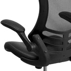 Sedia da ufficio ergonomica girevole in rete a schienale medio con braccioli ribaltabili