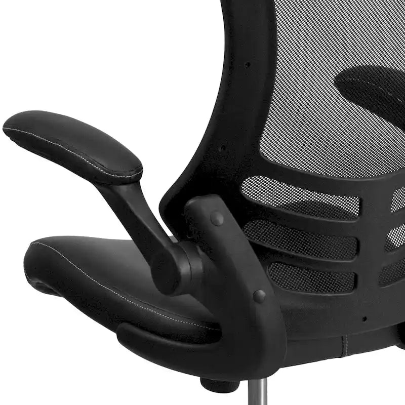Sedia da ufficio ergonomica girevole in rete a schienale medio con braccioli ribaltabili