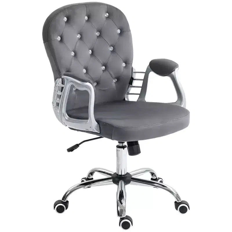 Vinsetto Vanity Middle Back Office Chair Tufted Backrest Swivel Rolling Wheels Task Chair with Height Adjustable Comfortable with Armrests
