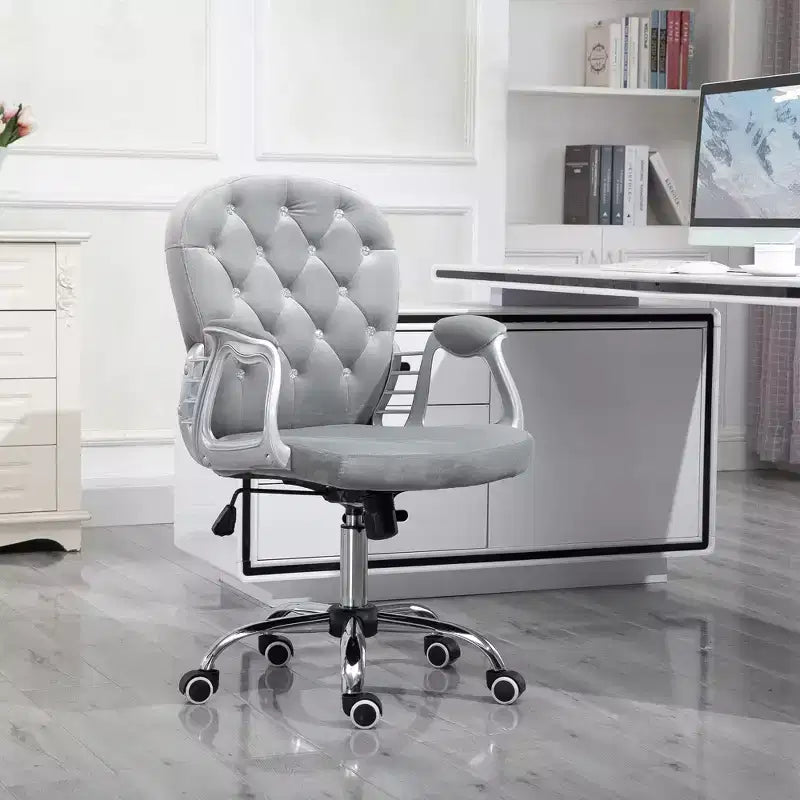 Vinsetto Vanity Middle Back Office Chair Tufted Backrest Swivel Rolling Wheels Task Chair with Height Adjustable Comfortable with Armrests