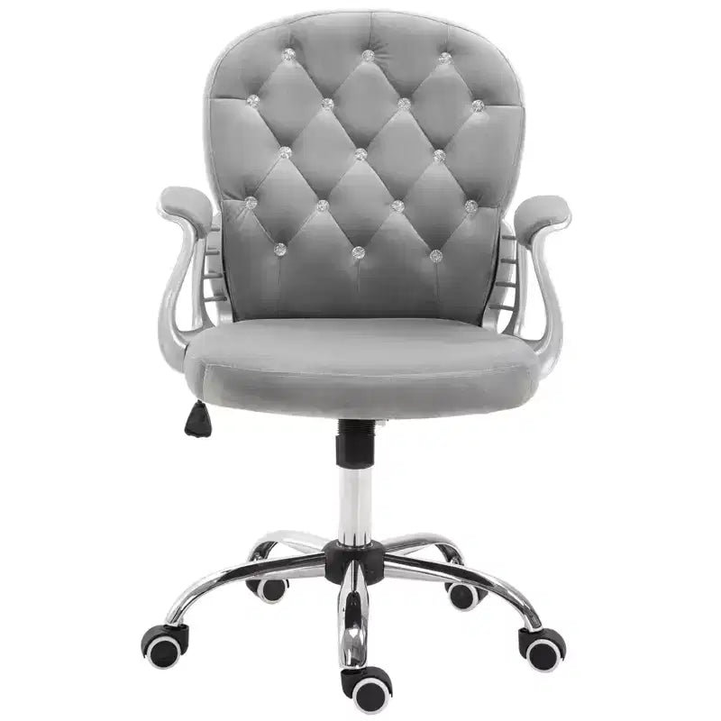 Vinsetto Vanity Middle Back Office Chair Tufted Backrest Swivel Rolling Wheels Task Chair with Height Adjustable Comfortable with Armrests
