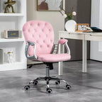 Vinsetto Vanity Middle Back Office Chair Tufted Backrest Swivel Rolling Wheels Task Chair with Height Adjustable Comfortable with Armrests