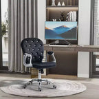 Vinsetto Vanity Middle Back Office Chair Tufted Backrest Swivel Rolling Wheels Task Chair with Height Adjustable Comfortable with Armrests