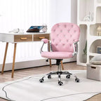 Vinsetto Vanity Middle Back Office Chair Tufted Backrest Swivel Rolling Wheels Task Chair with Height Adjustable Comfortable with Armrests