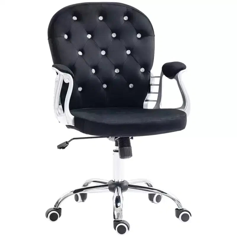 Vinsetto Vanity Middle Back Office Chair Tufted Backrest Swivel Rolling Wheels Task Chair with Height Adjustable Comfortable with Armrests