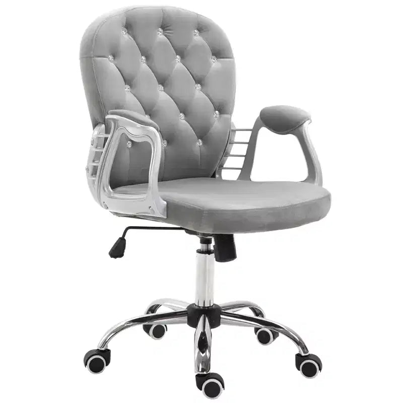Vinsetto Vanity Middle Back Office Chair Tufted Backrest Swivel Rolling Wheels Task Chair with Height Adjustable Comfortable with Armrests