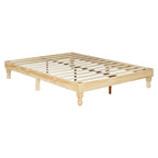 Giroletto a Piattaforma in Legno Massello di Pino da 12" con Gambe a Zucca e 12 Doghe, Finitura Naturale, Facile Montaggio