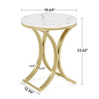 Tavolino rotondo in oro bianco, tavolino moderno piccolo, tavolino da caffè, tavolino a C d'accento