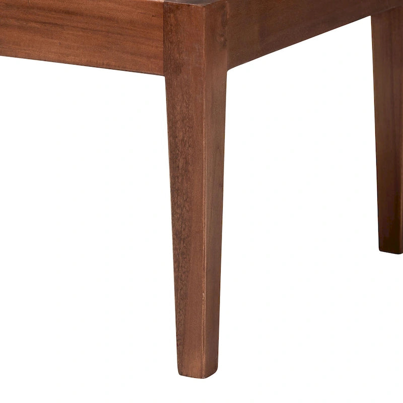 Set Panca Angolare da Pranzo 2 Pezzi in Rattan Marrone Naturale e Legno di Acacia Marrone, Stile Bohémien Moderno Tabanan