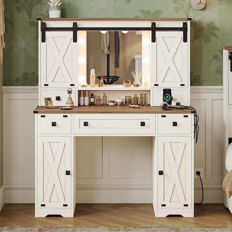 Tocador Trucco con Grande Specchio Hollywoodiano e Lampadine