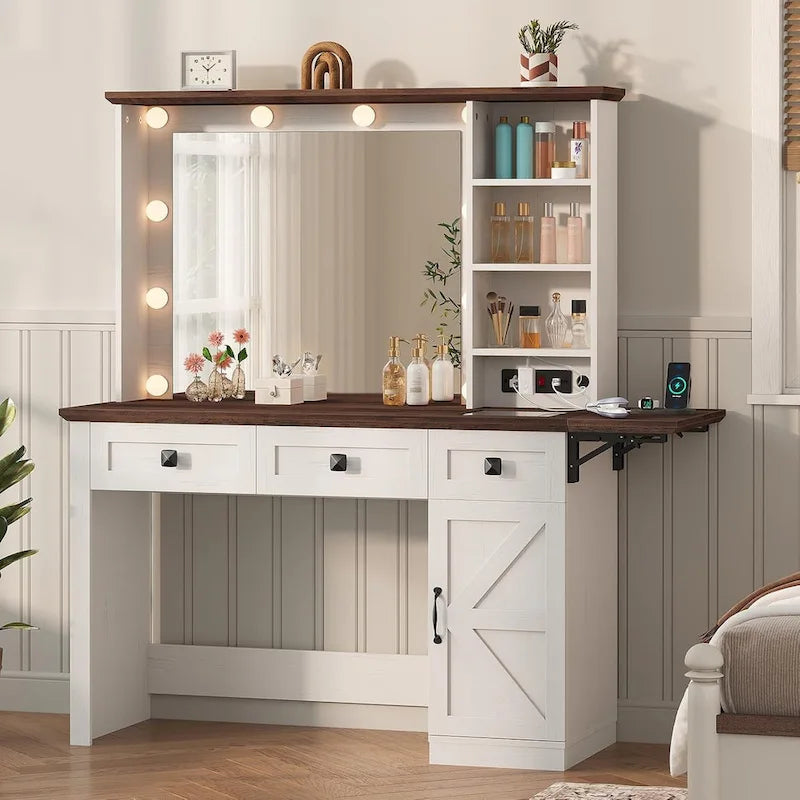Tocador Trucco con Grande Specchio Hollywoodiano e Lampadine