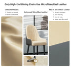 Set di 2 sedie da pranzo moderne, rivestite in microfibra e similpelle, gambe in metallo - 52x49x90 cm