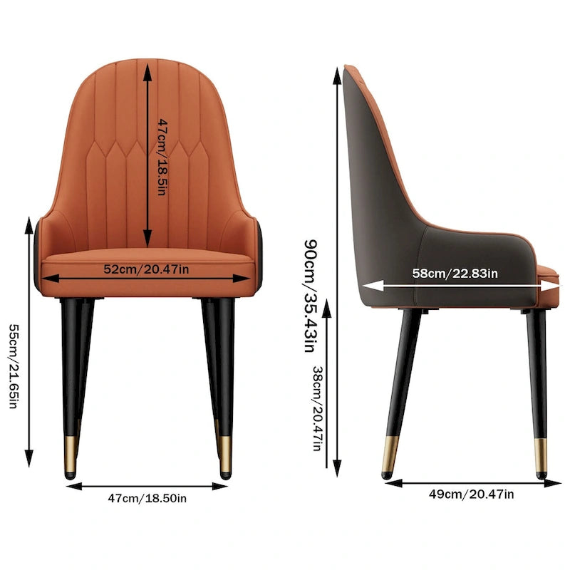 Set di 2 sedie da pranzo moderne, rivestite in microfibra e similpelle, gambe in metallo - 52x49x90 cm