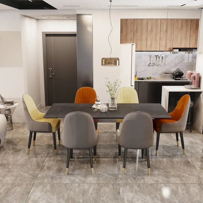 Set di 2 sedie da pranzo moderne, rivestite in microfibra e similpelle, gambe in metallo - 52x49x90 cm