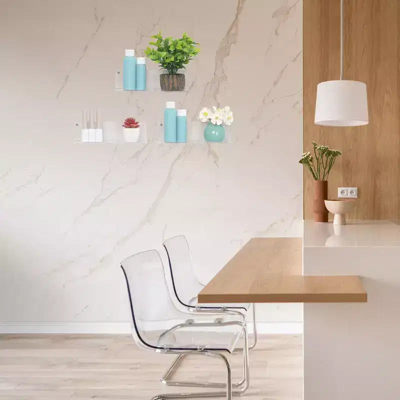 Unique Bargains Bathroom Bedroom Kitchen Acrylic Wall Floating Shelves 9 x 4 3 Pcs