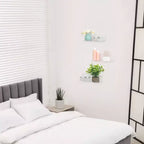 Unique Bargains Bathroom Bedroom Kitchen Acrylic Wall Floating Shelves 9 x 4 3 Pcs