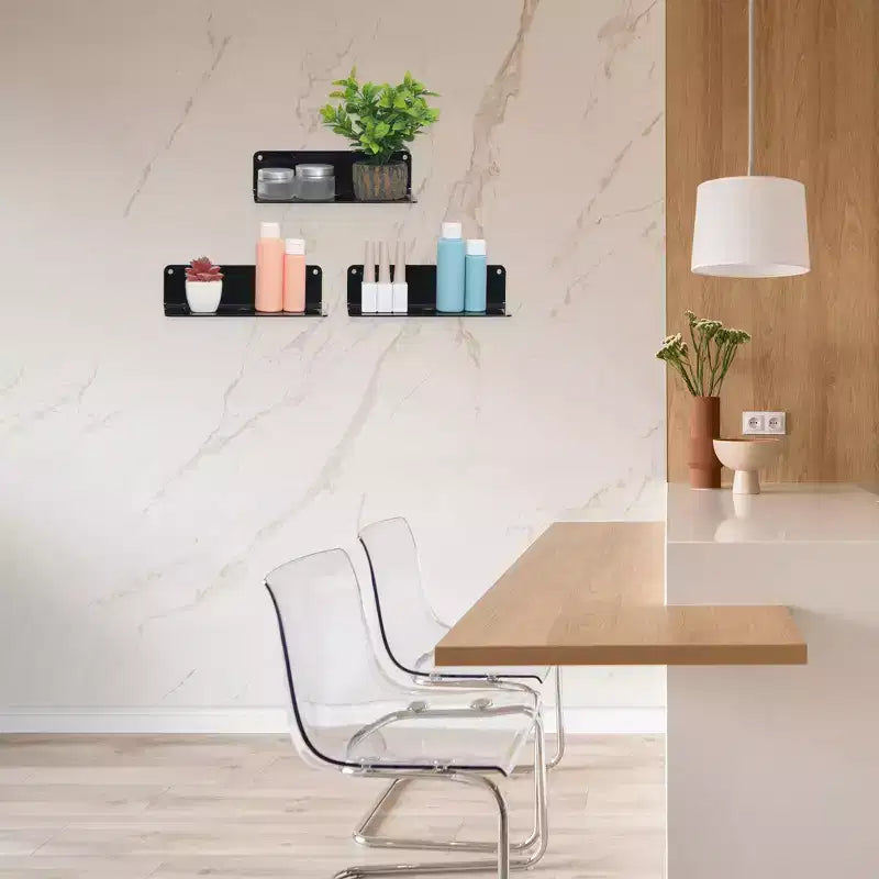 Unique Bargains Bathroom Bedroom Kitchen Acrylic Wall Floating Shelves 9 x 4 3 Pcs