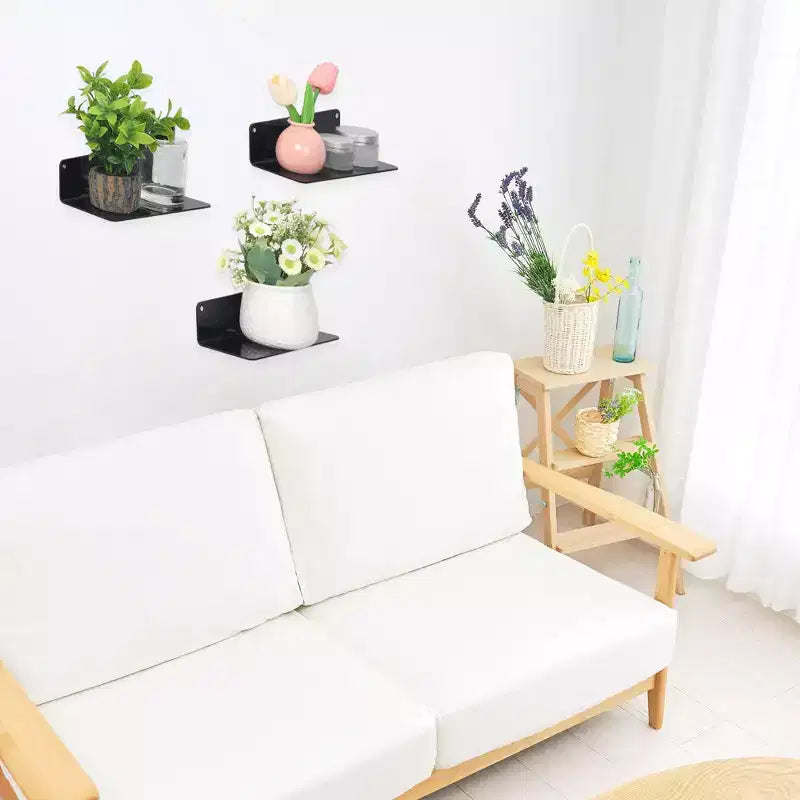 Unique Bargains Bathroom Bedroom Kitchen Acrylic Wall Floating Shelves 9 x 4 3 Pcs