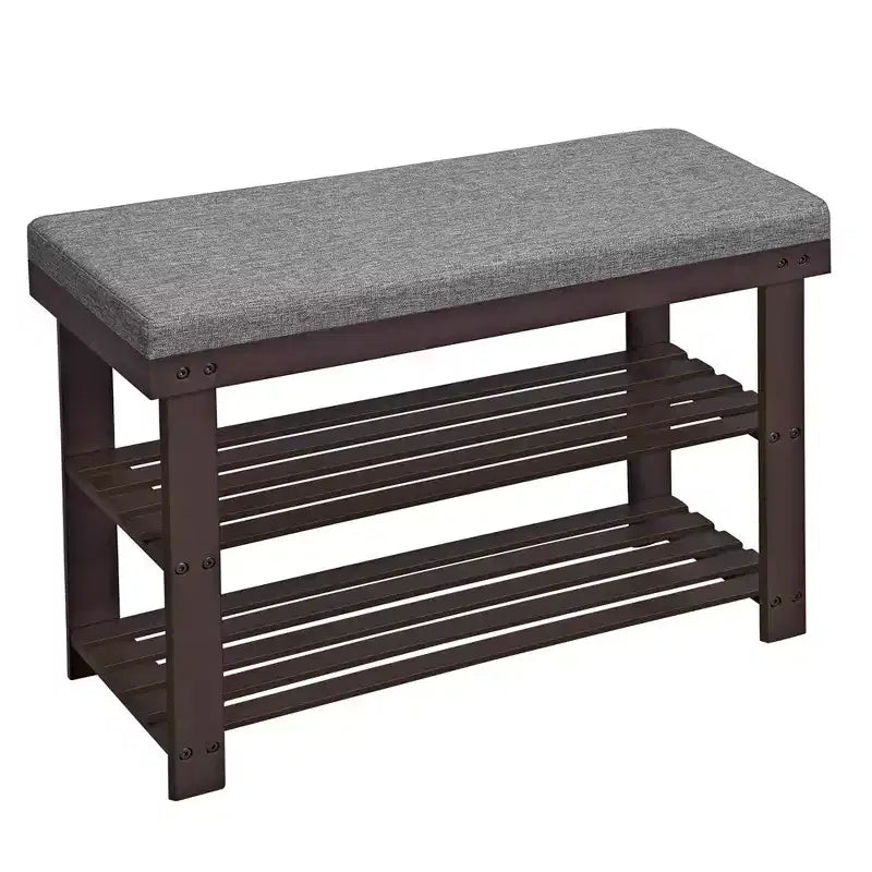 SONGMICS Bamboo Shoe Bench, 3-Tier Shoe Rack, Stable Shoe Organizer for Entryway Bench Seat Holds Up to 330 lb