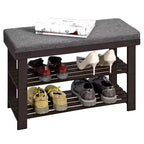 SONGMICS Bamboo Shoe Bench, 3-Tier Shoe Rack, Stable Shoe Organizer for Entryway Bench Seat Holds Up to 330 lb