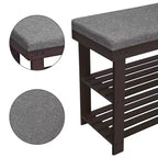 SONGMICS Bamboo Shoe Bench, 3-Tier Shoe Rack, Stable Shoe Organizer for Entryway Bench Seat Holds Up to 330 lb