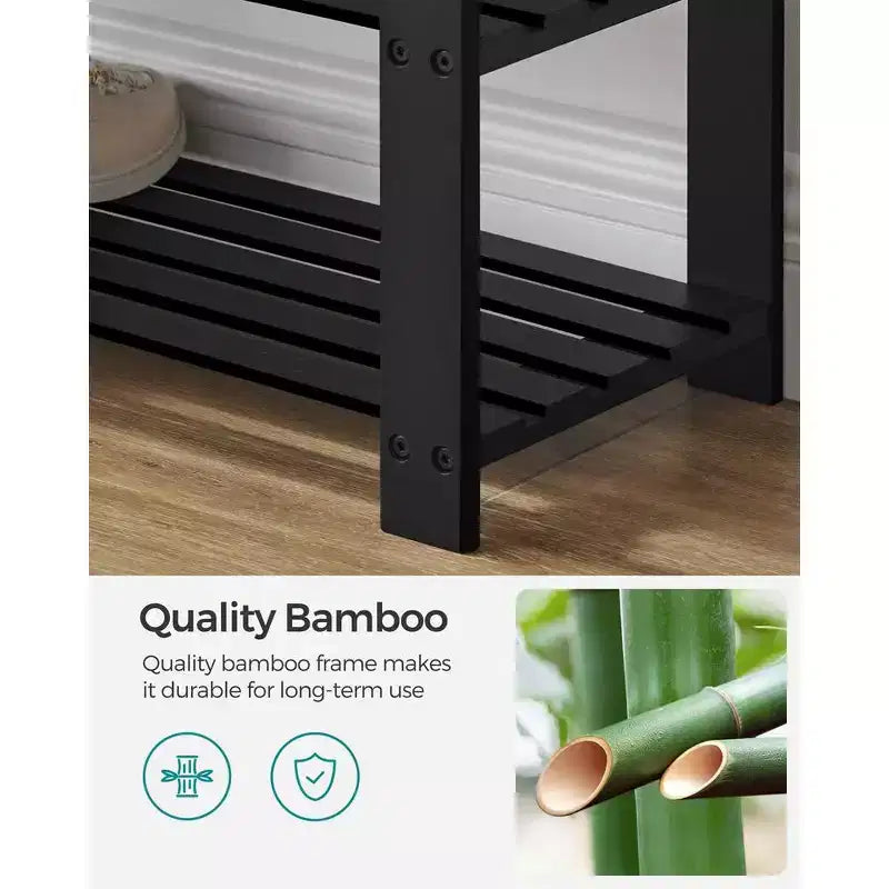 SONGMICS Bamboo Shoe Bench, 3-Tier Shoe Rack, Stable Shoe Organizer for Entryway Bench Seat Holds Up to 330 lb