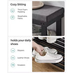 SONGMICS Bamboo Shoe Bench, 3-Tier Shoe Rack, Stable Shoe Organizer for Entryway Bench Seat Holds Up to 330 lb