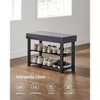 SONGMICS Bamboo Shoe Bench, 3-Tier Shoe Rack, Stable Shoe Organizer for Entryway Bench Seat Holds Up to 330 lb