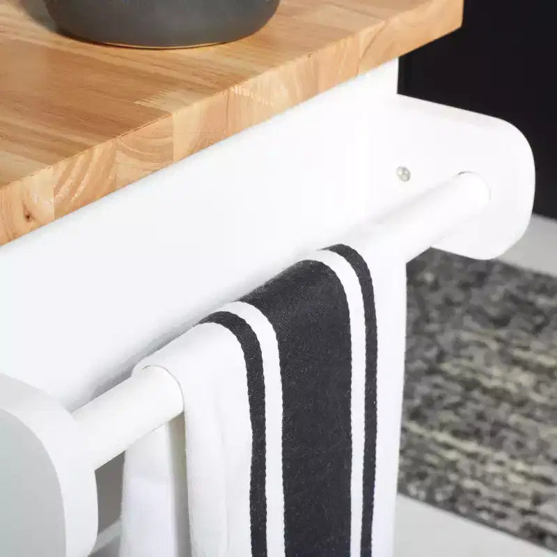 Kiko 2 Drawer 2 Shelf Kitchen Cart - KCH8704 - White/Natural - Safavieh