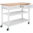 Kiko 2 Drawer 2 Shelf Kitchen Cart - KCH8704 - White/Natural - Safavieh