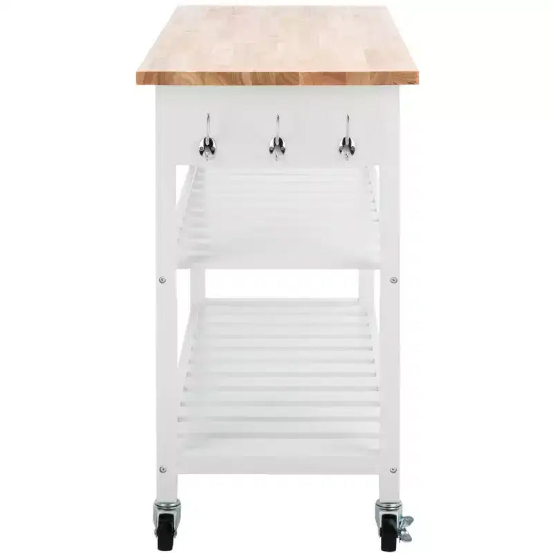 Kiko 2 Drawer 2 Shelf Kitchen Cart - KCH8704 - White/Natural - Safavieh