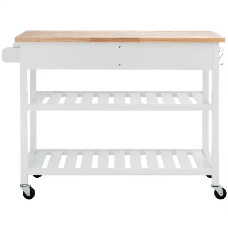 Kiko 2 Drawer 2 Shelf Kitchen Cart - KCH8704 - White/Natural - Safavieh