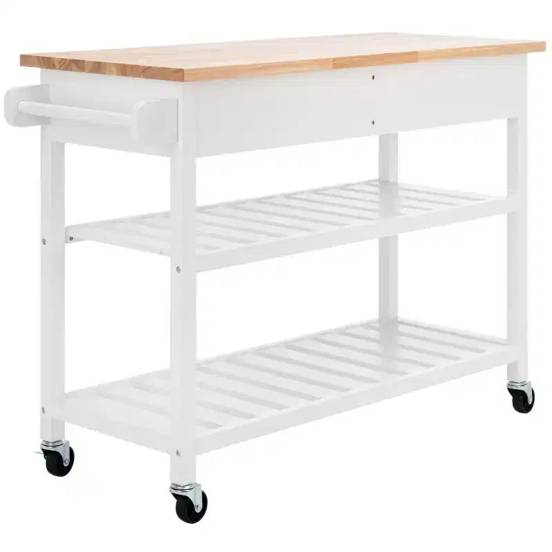 Kiko 2 Drawer 2 Shelf Kitchen Cart - KCH8704 - White/Natural - Safavieh