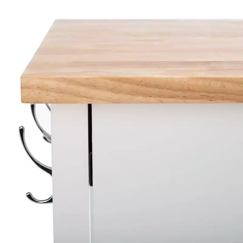 Kiko 2 Drawer 2 Shelf Kitchen Cart - KCH8704 - White/Natural - Safavieh