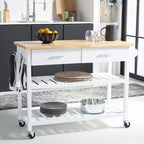 Kiko 2 Drawer 2 Shelf Kitchen Cart - KCH8704 - White/Natural - Safavieh
