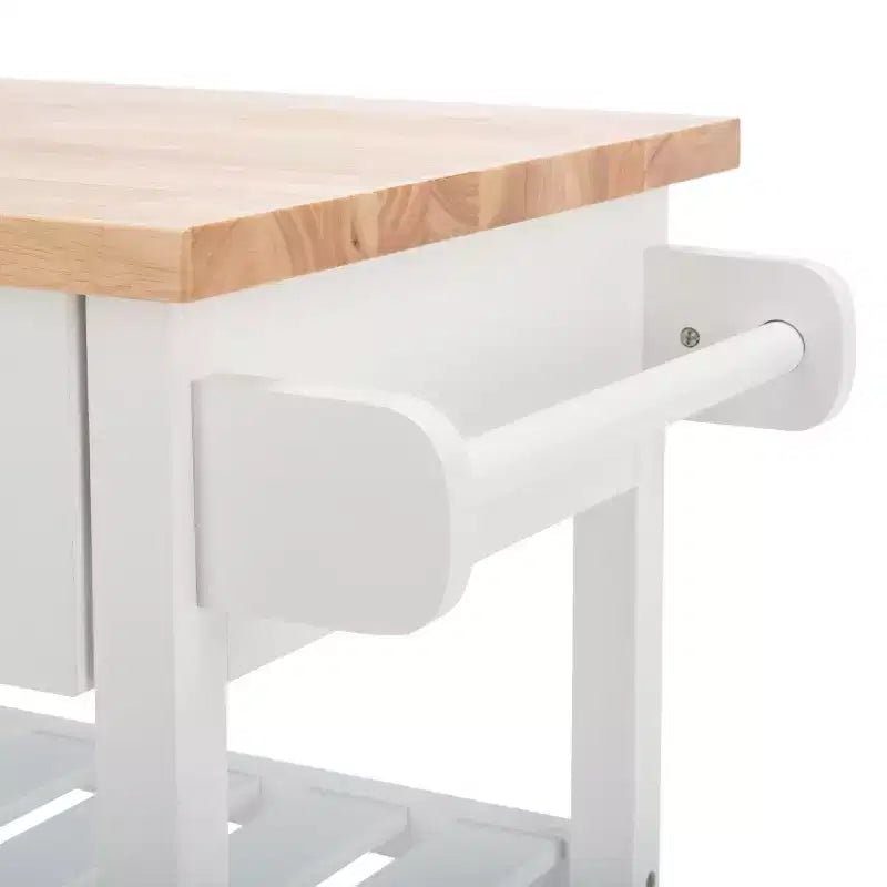 Kiko 2 Drawer 2 Shelf Kitchen Cart - KCH8704 - White/Natural - Safavieh
