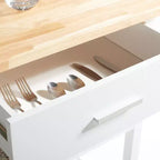 Kiko 2 Drawer 2 Shelf Kitchen Cart - KCH8704 - White/Natural - Safavieh