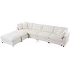 128.2W Modular Sectional Sofa, U-Shape Convertible Sofa Couch Set with Removable Ottomans 4S -ModernLuxe