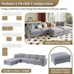 128.2W Modular Sectional Sofa, U-Shape Convertible Sofa Couch Set with Removable Ottomans 4S -ModernLuxe
