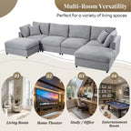 128.2W Modular Sectional Sofa, U-Shape Convertible Sofa Couch Set with Removable Ottomans 4S -ModernLuxe