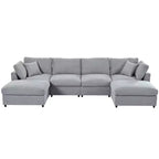128.2W Modular Sectional Sofa, U-Shape Convertible Sofa Couch Set with Removable Ottomans 4S -ModernLuxe