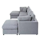 128.2W Modular Sectional Sofa, U-Shape Convertible Sofa Couch Set with Removable Ottomans 4S -ModernLuxe