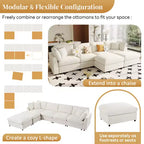 128.2W Modular Sectional Sofa, U-Shape Convertible Sofa Couch Set with Removable Ottomans 4S -ModernLuxe