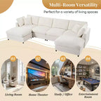 128.2W Modular Sectional Sofa, U-Shape Convertible Sofa Couch Set with Removable Ottomans 4S -ModernLuxe