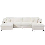 128.2W Modular Sectional Sofa, U-Shape Convertible Sofa Couch Set with Removable Ottomans 4S -ModernLuxe