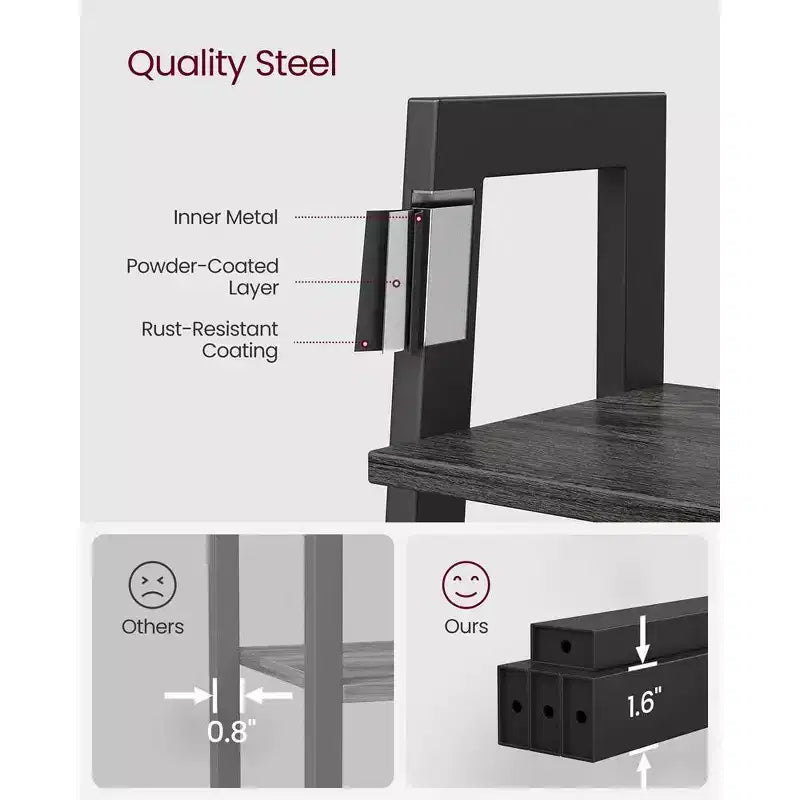 VASAGLE 4-Tier Ladder Shelf Bookshelf Bookcase Furniture Storage Rack Shelves