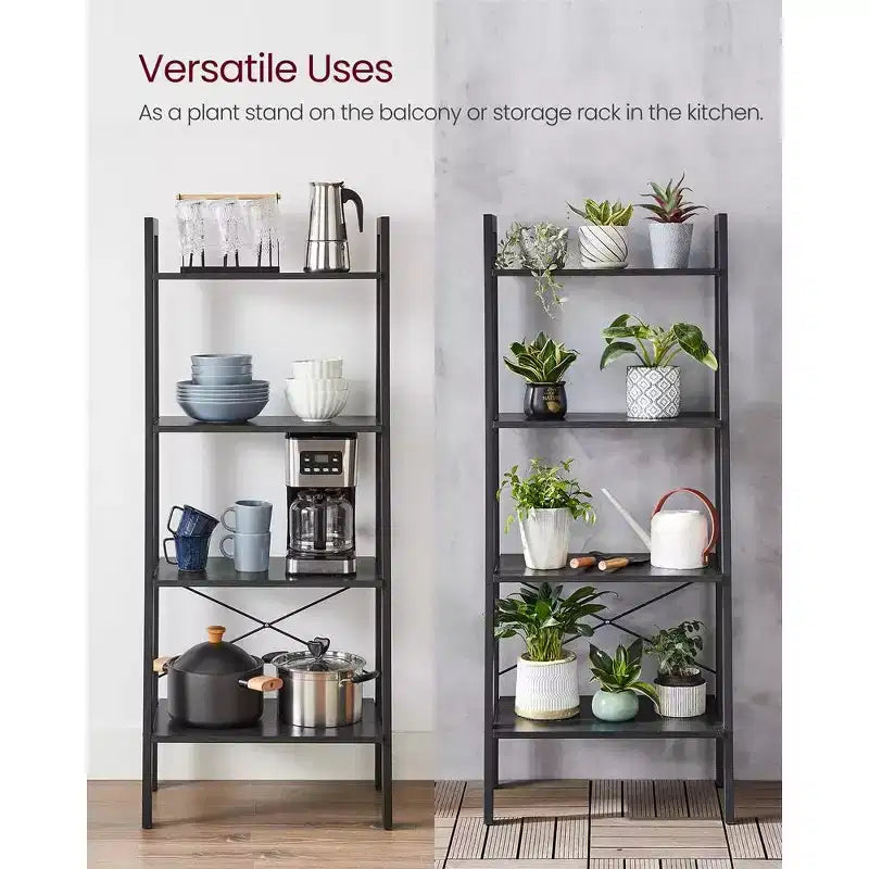 VASAGLE 4-Tier Ladder Shelf Bookshelf Bookcase Furniture Storage Rack Shelves